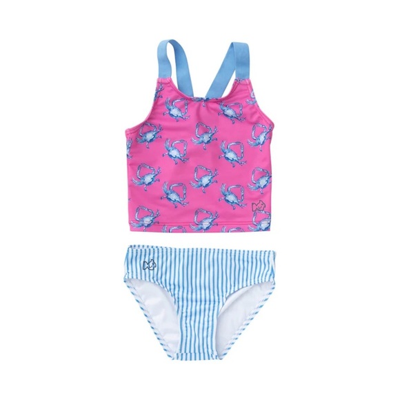 PRODOH Tournament Time Bikini set Strawberry Moon Crab print toddler girl swim - Picture 1 of 7
